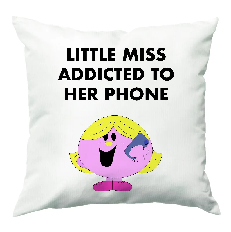 Super Bargain Little Miss Addicted To Her Phone - Aesthetic Quote Cushion