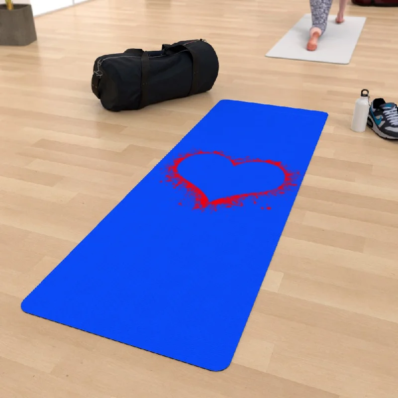 Year-End Sale Yoga Mat - Heart Splat - Blue