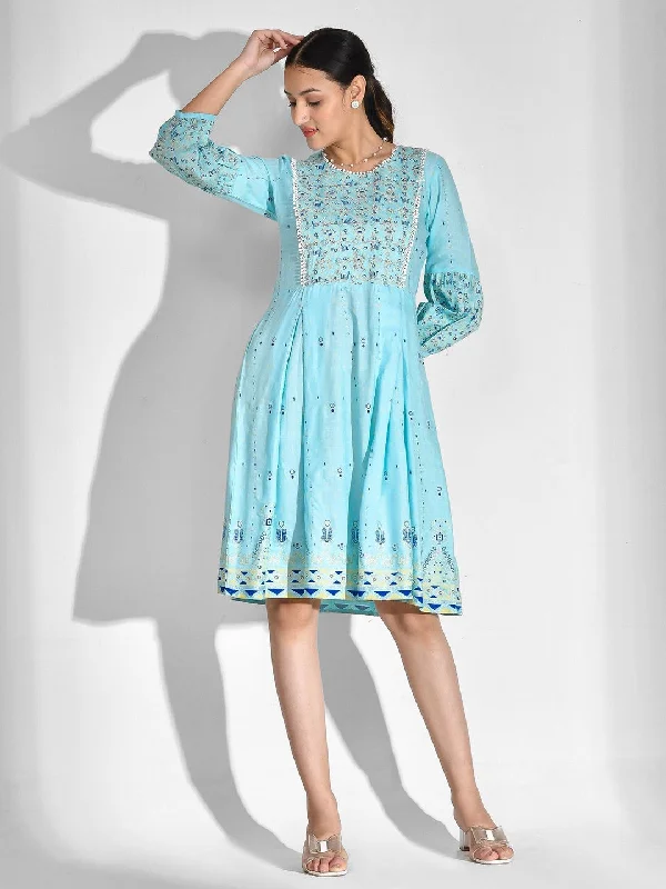 Amazing Deals A-line Printed Viscose Rayon Dress