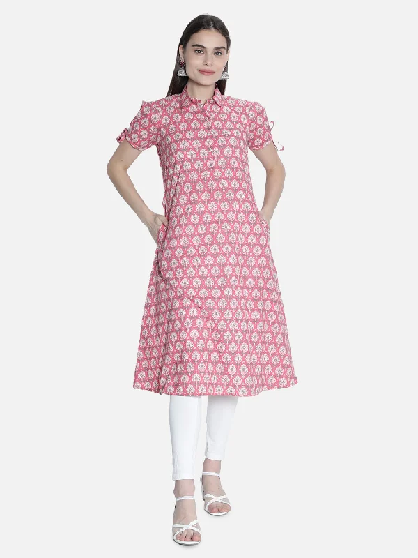 Limited Edition Women Peach And White  Printed Dress