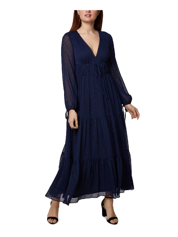 Instant Discount SAGE COLLECTIVE Womens Ruffled Long Sleeve V Neck Maxi Evening Shift Dress