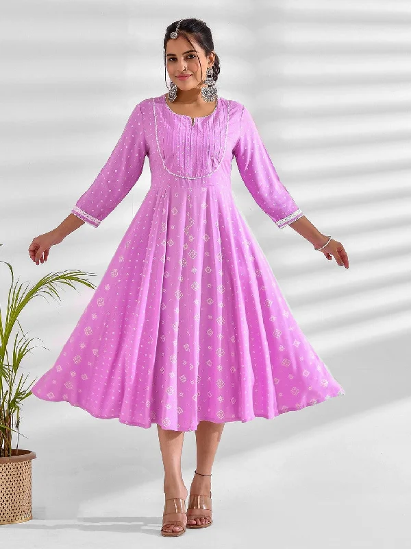 Special Savings Flared Printed Viscose Rayon Dress