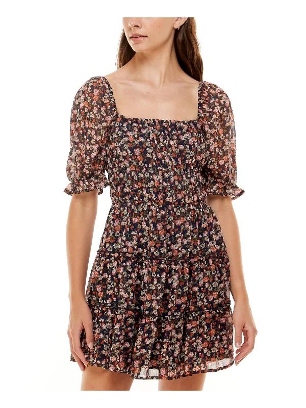 Bargain Prices TRIXXI Womens Floral Elbow Sleeve Square Neck Short Fit + Flare Dress Bargain Prices TRIXXI Womens Floral Elbow Sleeve Square Neck Short Fit + Flare Dress