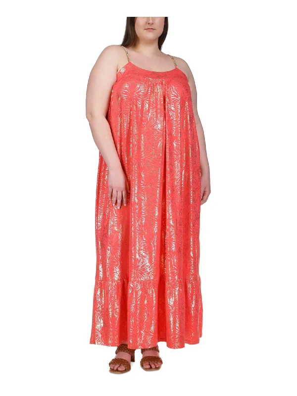 Special Savings MICHAEL MICHAEL KORS Womens Coral Sleeveless Scoop Neck Maxi Shift Dress