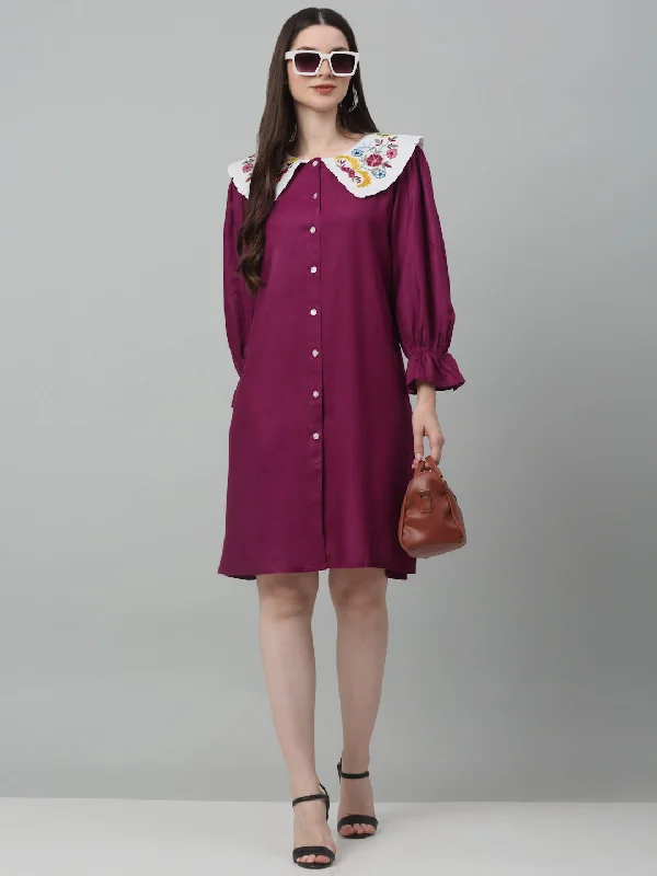 Bargain Bin Women's Floral Embroidered A-line  Dress