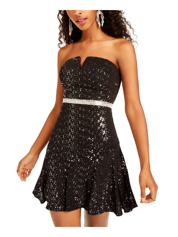 Don't Wait CITY TRIANGLES Womens Sleeveless Strapless Short Cocktail Fit + Flare Dress