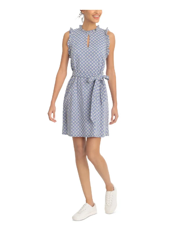 Unmissable Offer LONDON TIMES Womens Blue Sheer Floral Sleeveless Cowl Neck Midi Evening Fit + Flare Dress Unmissable Offer LONDON TIMES Womens Blue Sheer Floral Sleeveless Cowl Neck Midi Evening Fit + Flare Dress