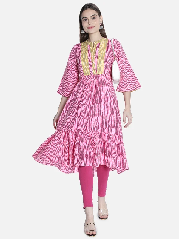 Mega Sale Women Pink  And Off White  Printed Dress