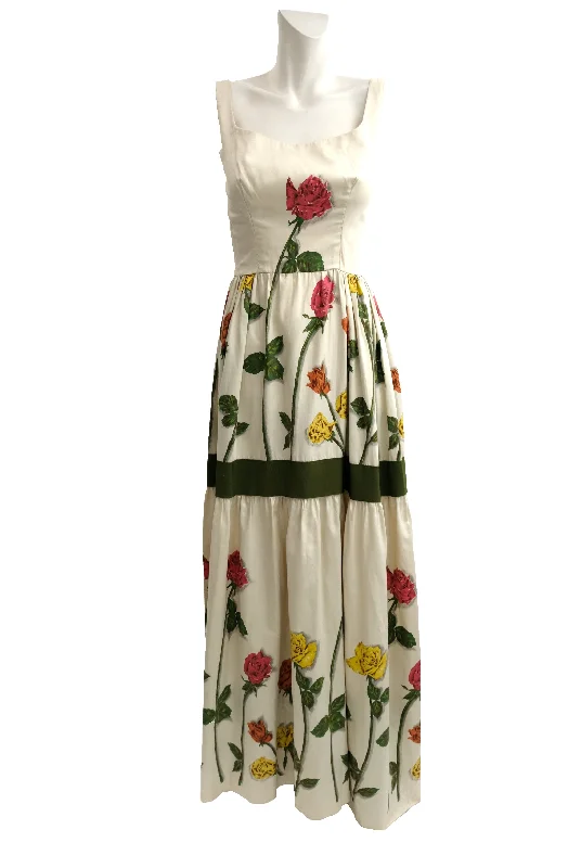 Clearance Event Frank Usher Vintage Sleeveless Tiered Dress in Rose Print, UK10
