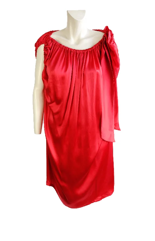 Bargain Prices Vivienne Westwood Anglomania Tunic Dress in Red Satin with Bow, UK12-14