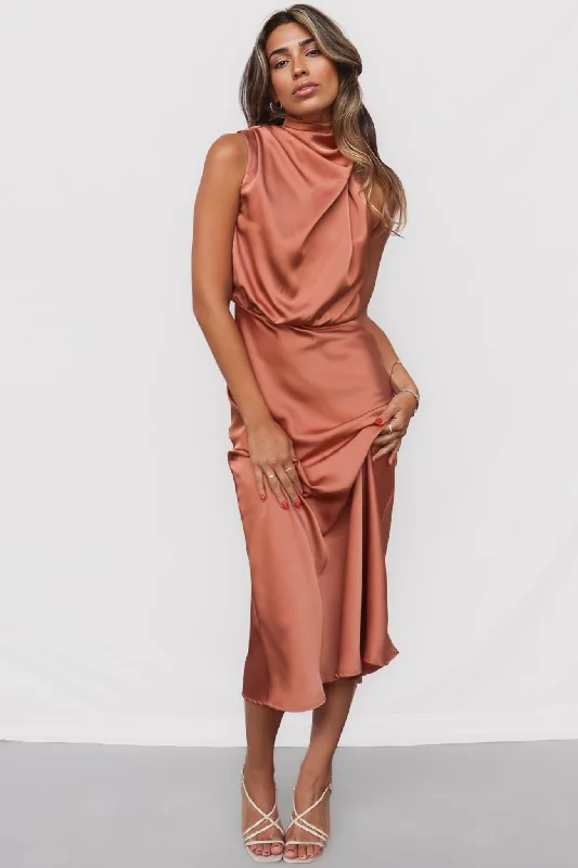 Members Only Sherie Midi Dress - Copper