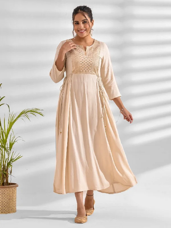 Price Rollback Flared Ethnic Motifs Viscose Rayon Dress
