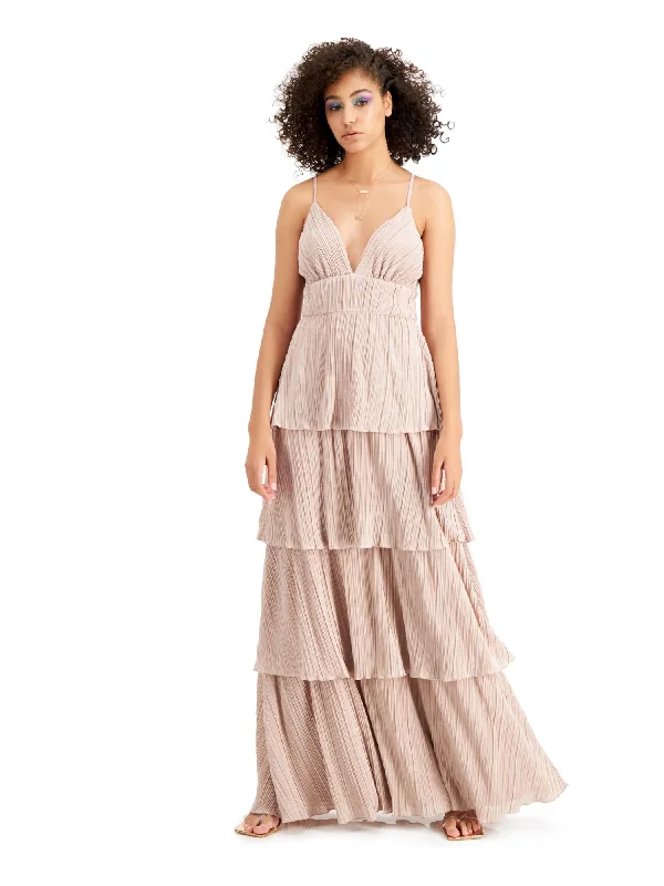 Take Advantage SPEECHLESS Womens Spaghetti Strap V Neck Full-Length Formal Sheath Dress