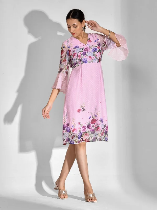 Lowest Prices A-line Floral Print Chiffon Dress