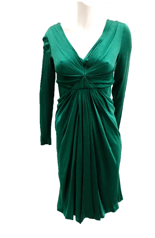 Massive Deals Alberta Ferretti Green Silk Drape Party Dress, UK12