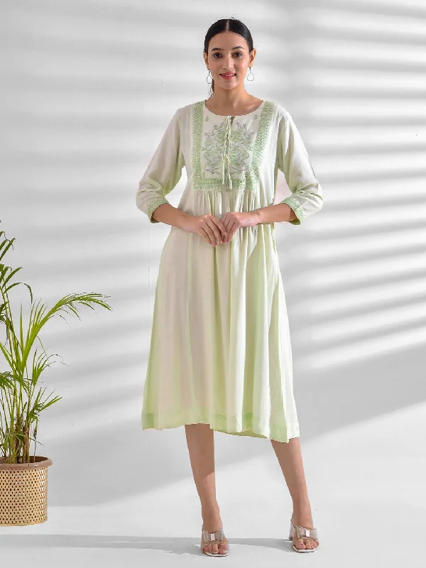 One-DAY Sale Flared Solid Viscose Rayon Dress