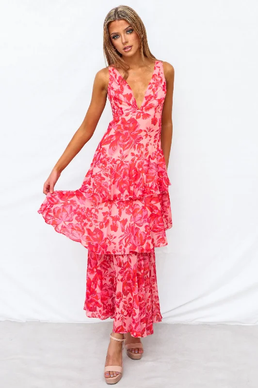 Super Deal Elleny Maxi Dress - Red Floral