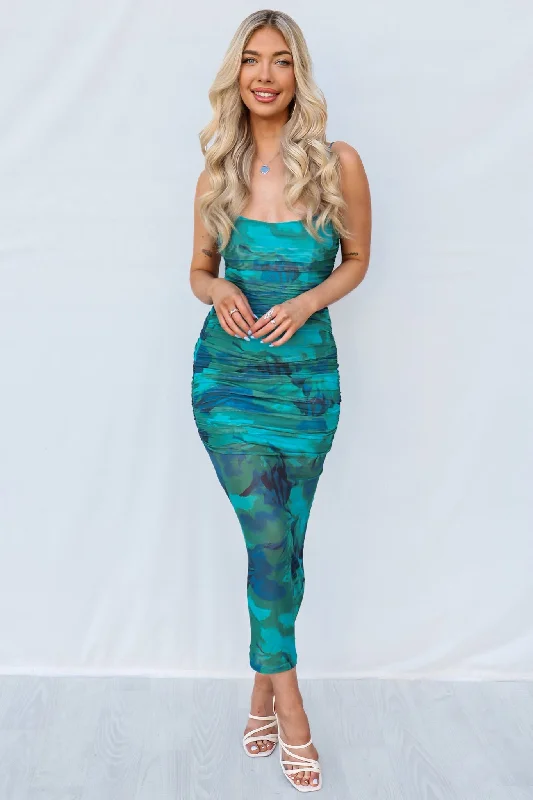 While Supplies Last Neo Midi Dress - Green Multi