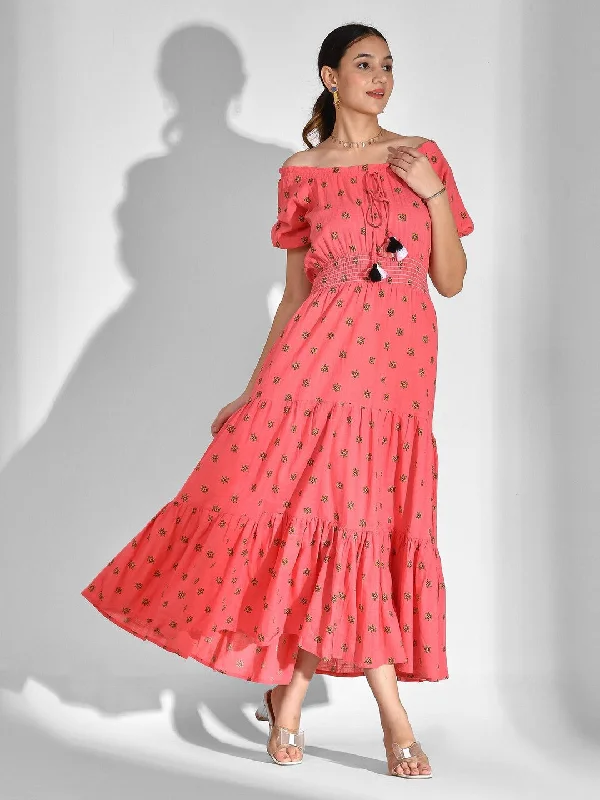 Great Bargains Flared Printed Viscose Rayon Dress