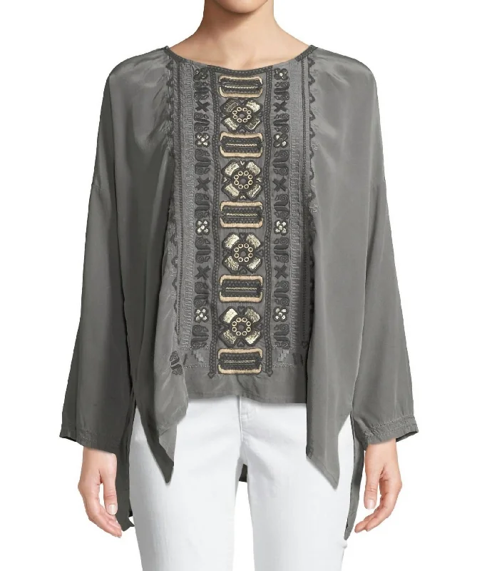 Hot Deal Alka Silk Blouse In Dark Grey