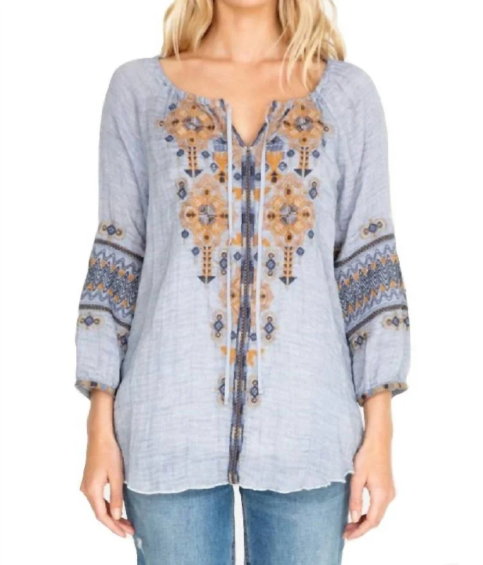 One-DAY Sale Amika Peasant Blouse In Multi