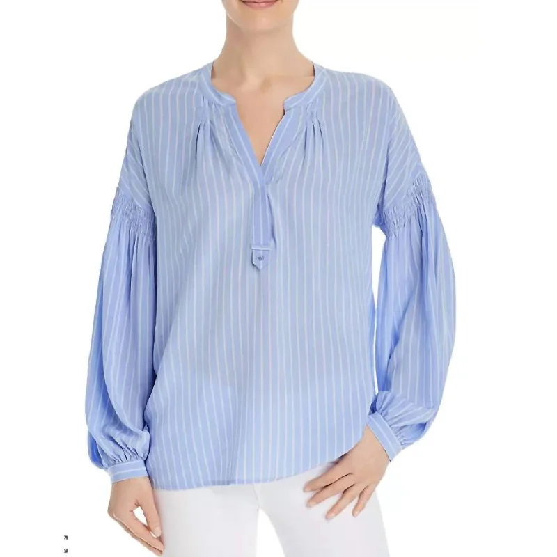 Shop and Save Azabeth Long Sleeve Silky Weave Top In Sunset Blue