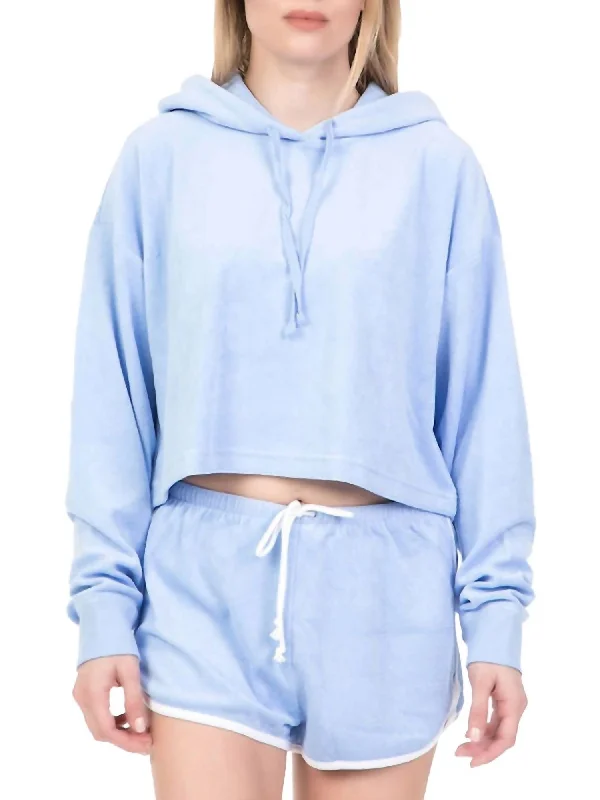 Unbeatable Prices Beach Micro Terry Hooded Pullover In Blue