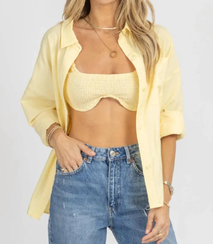 Closeout Bralette + Button Down In Light Yellow