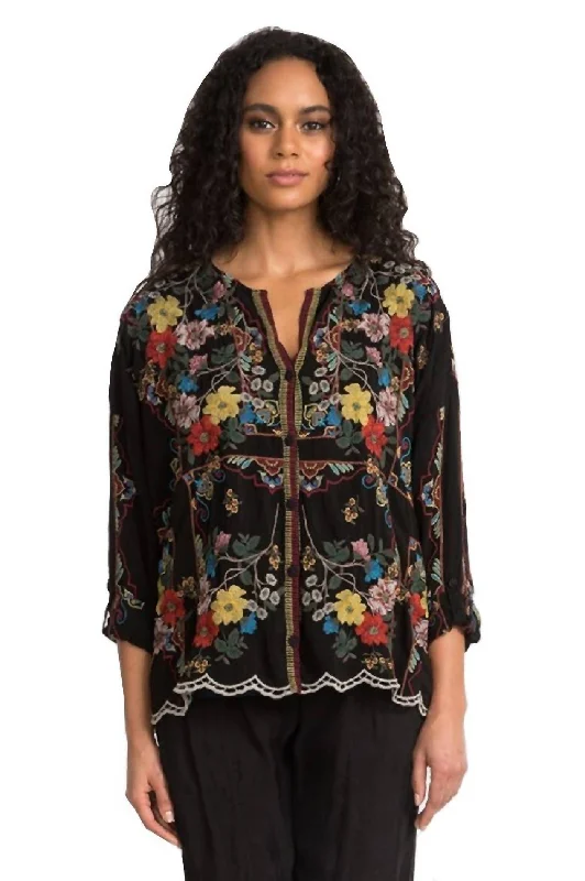 Year-End Clearance Cabo Button Down Blouse In Black