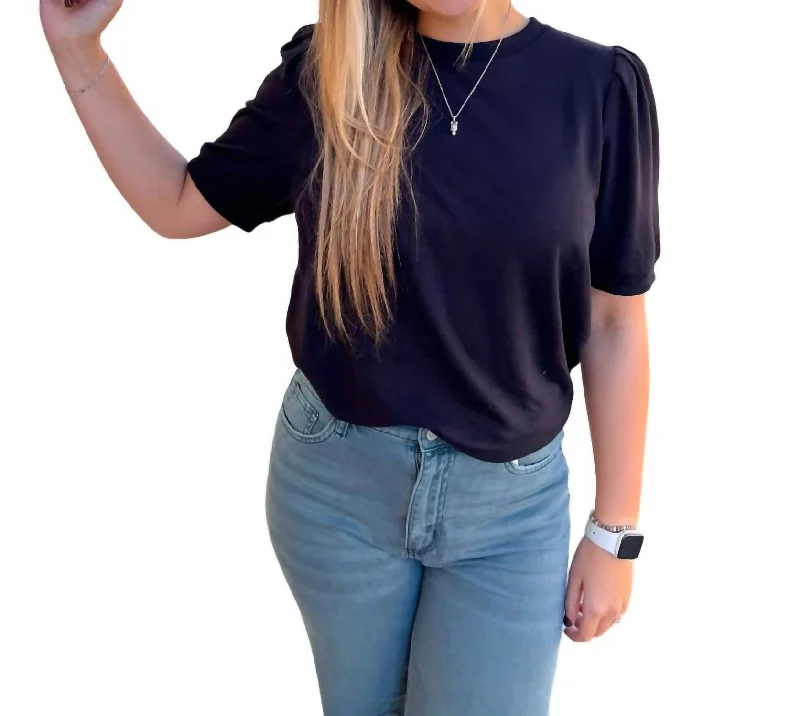 Price Fest Celine Solid Short Tucked Sleeves Shirt In Black