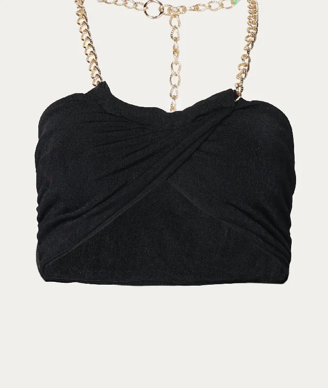 Exclusive Savings Chain-Embellished Halterneck Top In Black