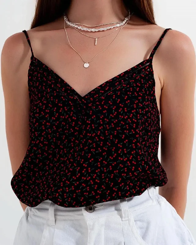Online Exclusive Cherry Camisole In Black/red