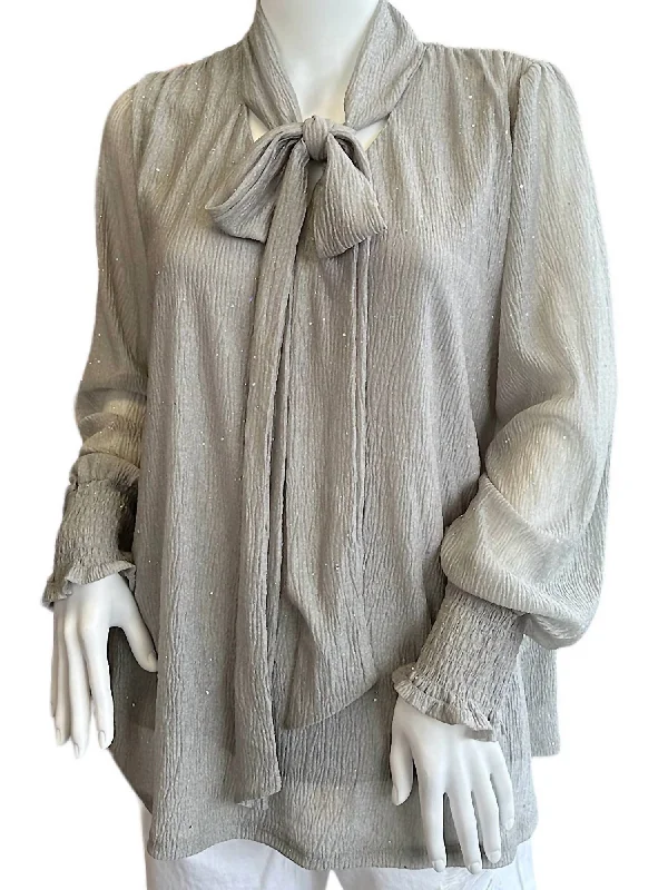 Special Discount Chiffon Blouse In Sage Grey