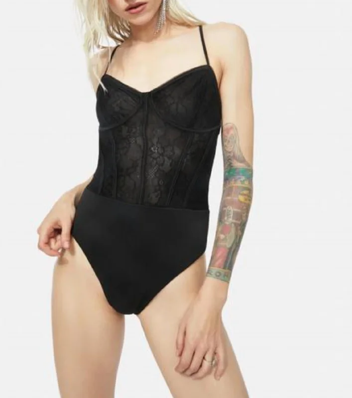 Deal Dash Cora Lace Bodysuit In Noir