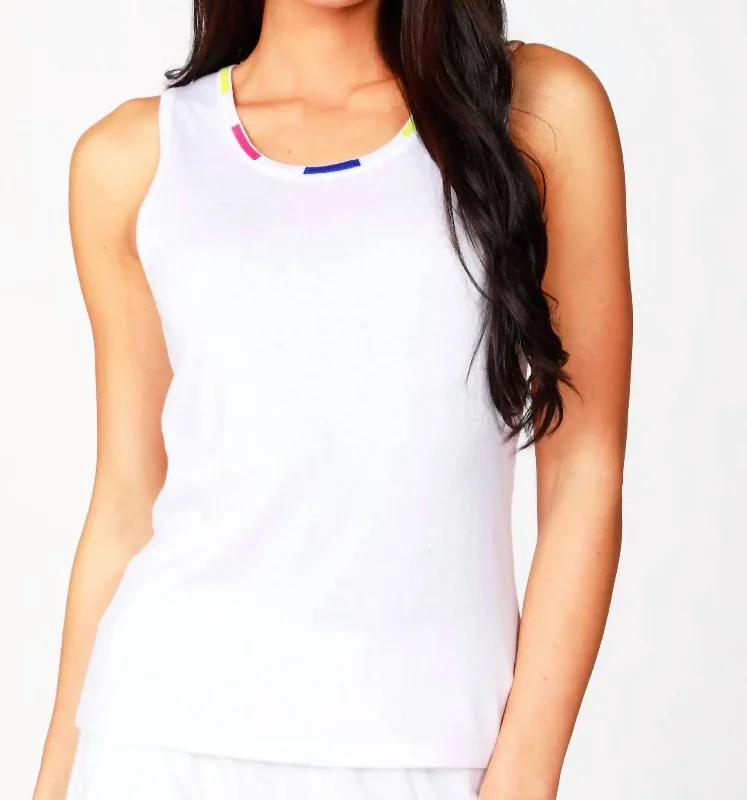 Season Finale Sale Crew Neck Tank In White/multi