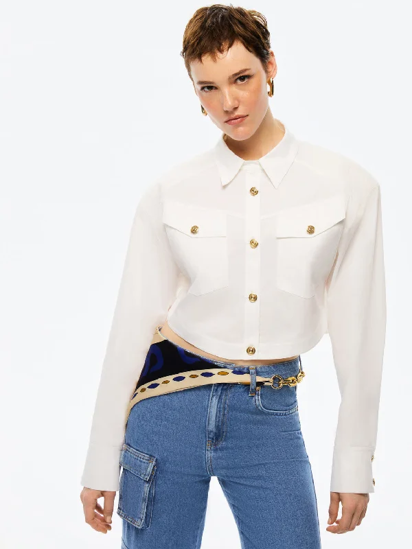 Price Reduction Cropped Shirt With Shoulder Pads