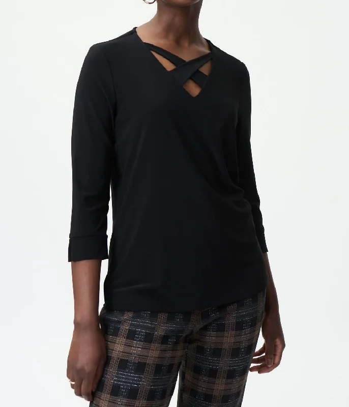 New Markdowns Cross Neckline Top In Black