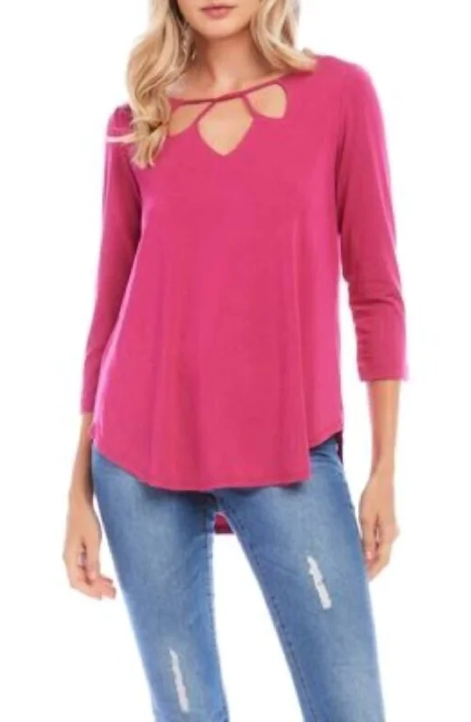 Price Cut Cut-Out Shirttail Tee In Raspberry