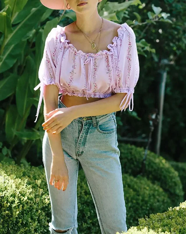 Mega Deal Dahlia Top In Purple Floral