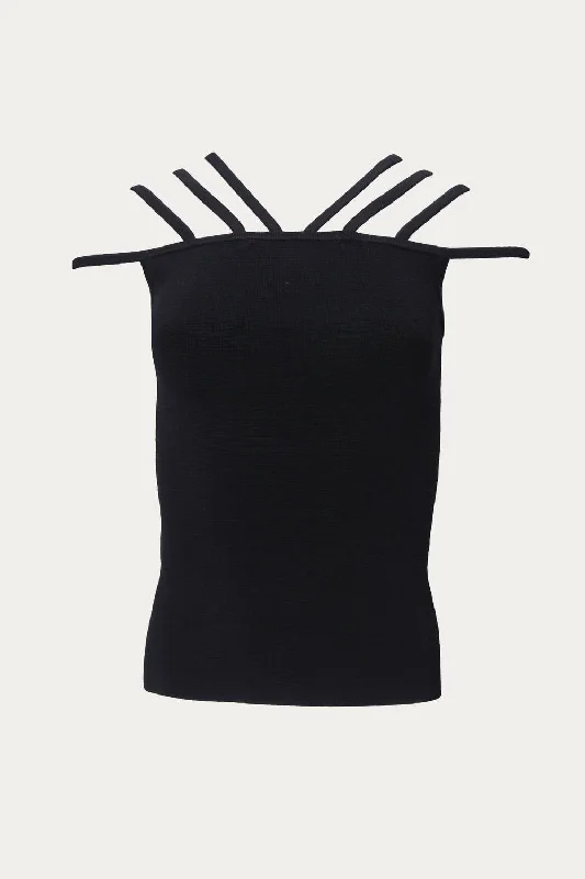 Discount Days Ellie Cage Knit Top In Black