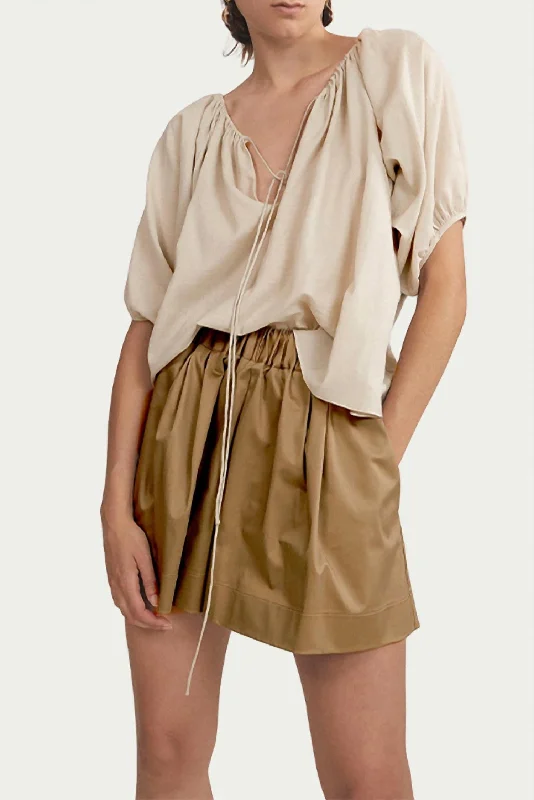 Warehouse Sale Eulalie Silk-Cotton Crepe Blouse In Pumice