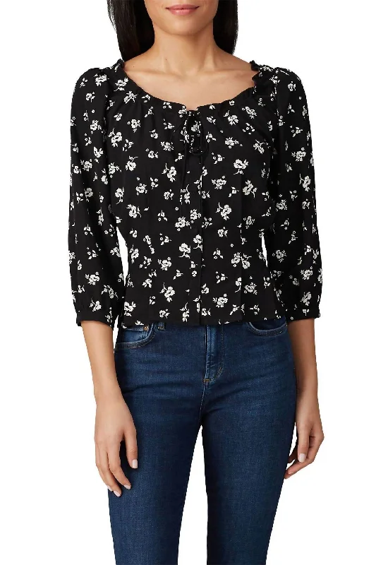 Bonus Savings Floral Tie Top In Black