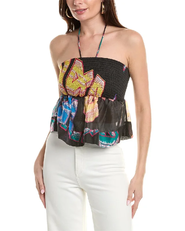 Holiday Sale GANNI Sheer Voile Cropped Strap Top
