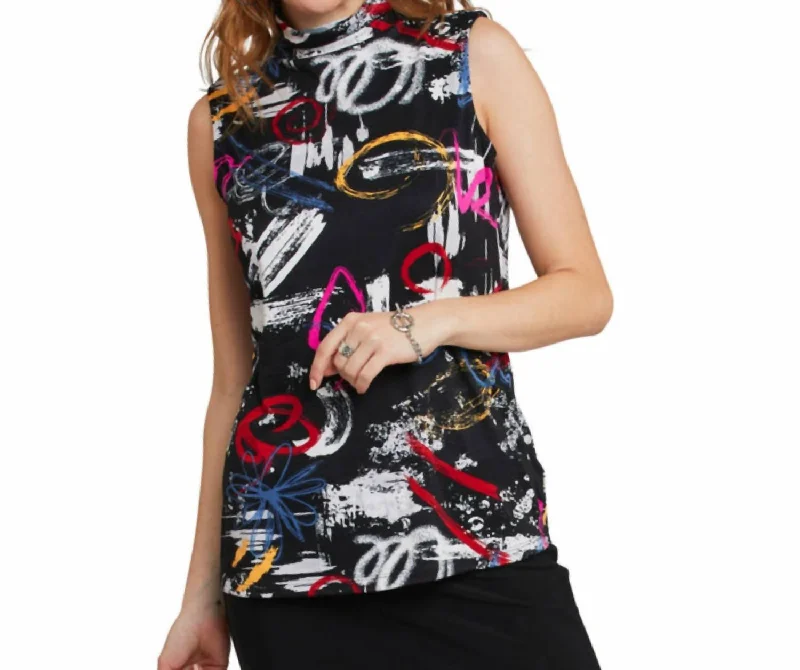 Price Meltdown Graffiti Turtleneck Tank In Black