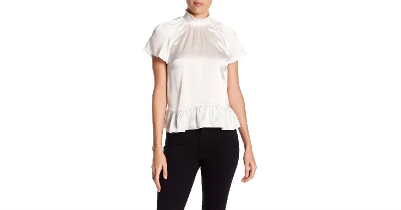 Buy More, Save More Harbor High Smocked Neckline Ruffled Silk Blouse In White