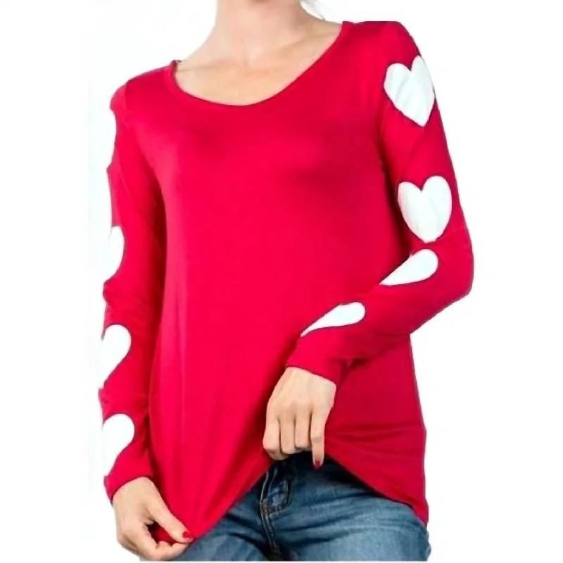 Extra Savings Heart Sleeve Top In Red