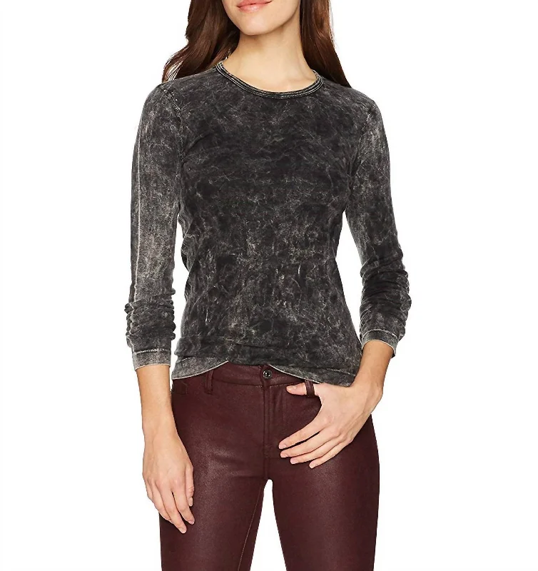 Friends and Family Sale Heritage Knit Rocker Crew Mid Shirt In Grey Black