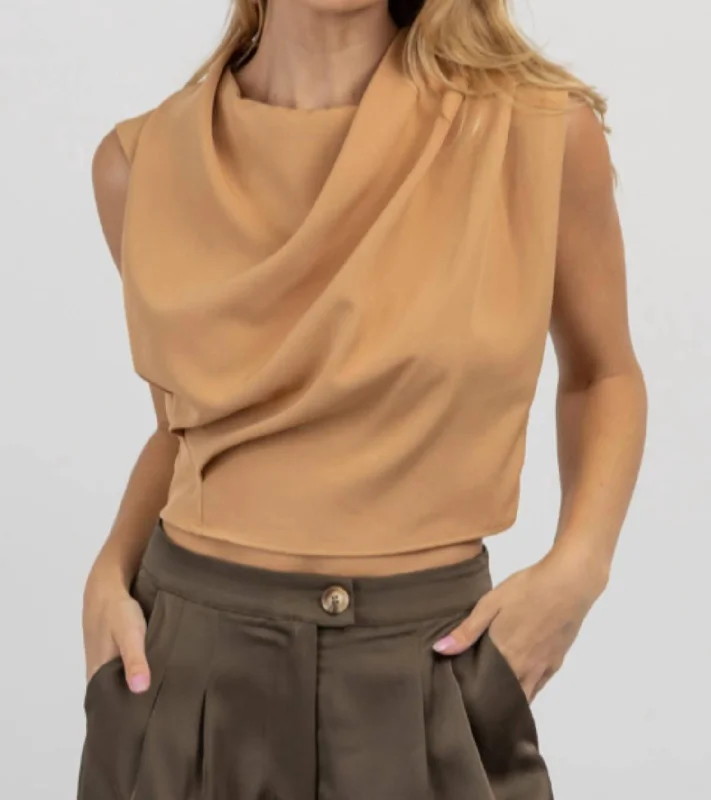 Price Drop Joah High Cowled Blouse In Tan