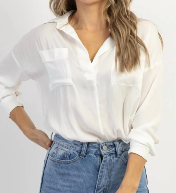 Best Bargains La Bella Vita Pocket Blouse In White