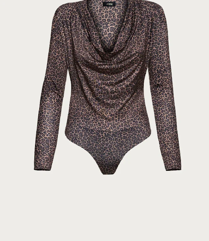 Deal of the Day Levi Cowl Bodysuit In Vintage Leopard